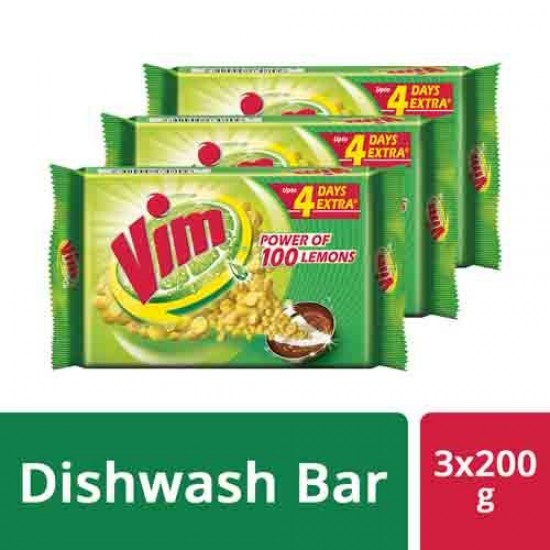 VIM DISHWASH BAR, 200 G PACK OF 4